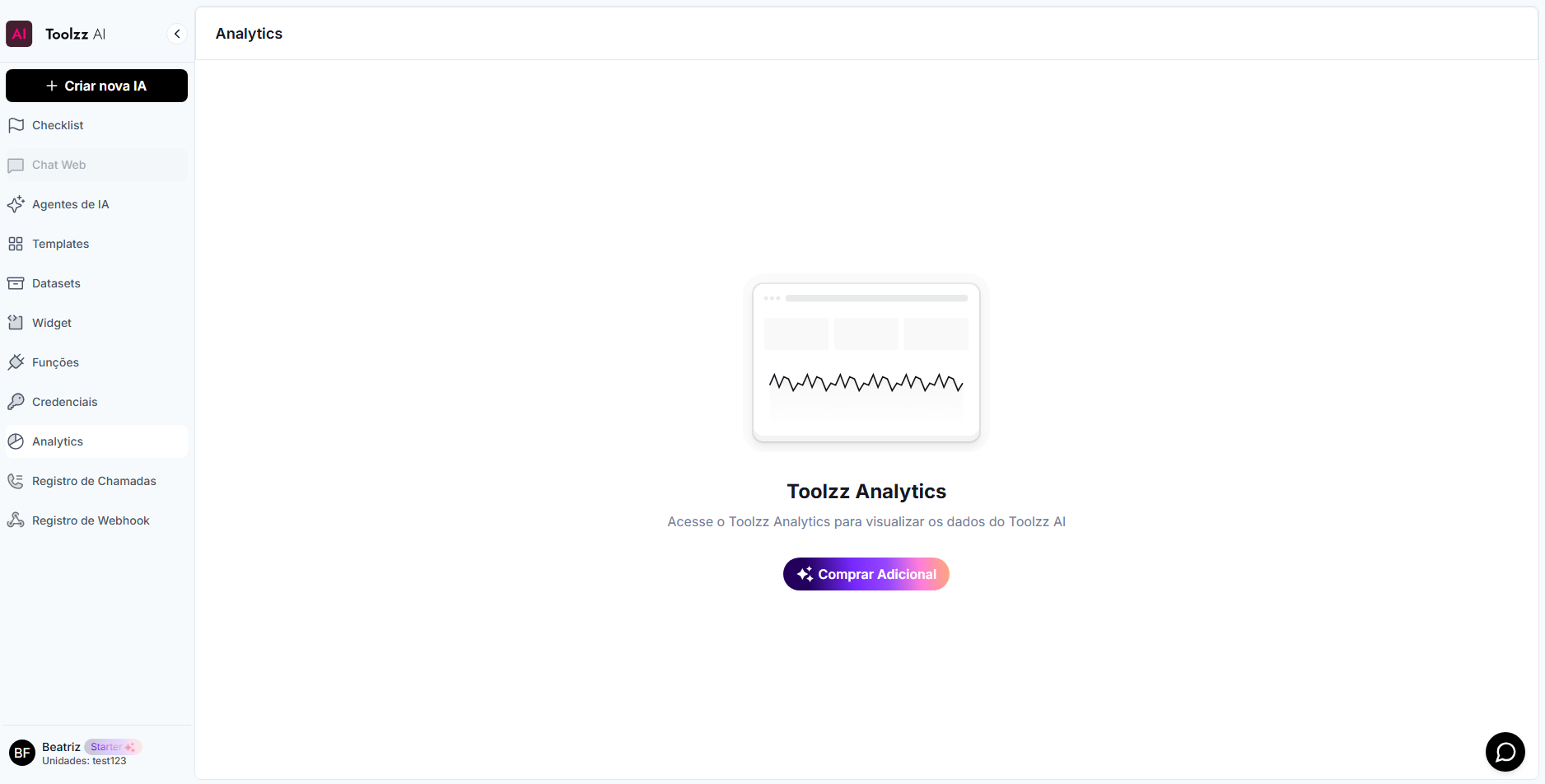 Analytics empty state page