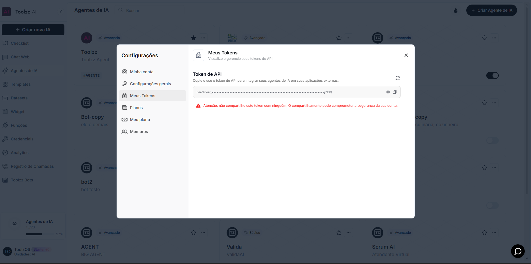 Access token page
